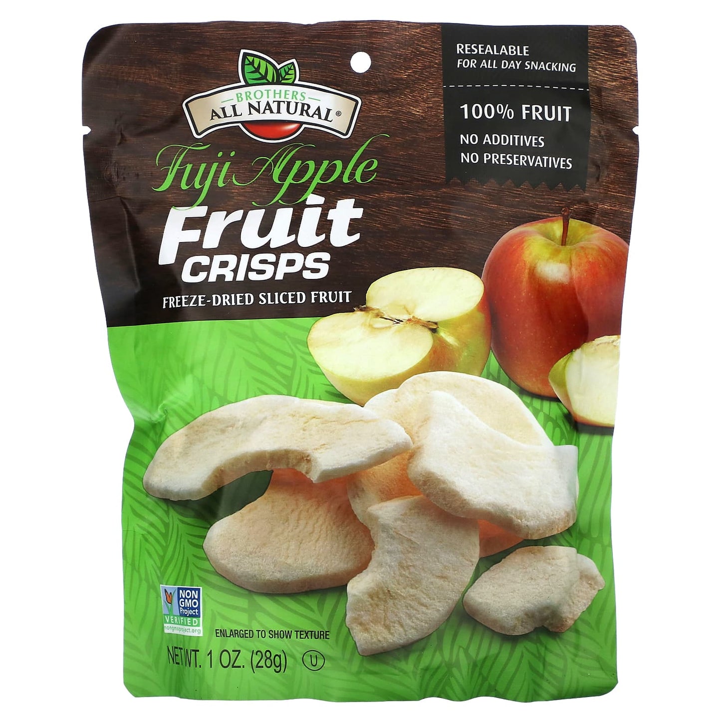 Brothers-All-Natural-Freeze Dried Sliced Fruit-Fruit Crisps-Fuji Apple-1 oz (28 g)