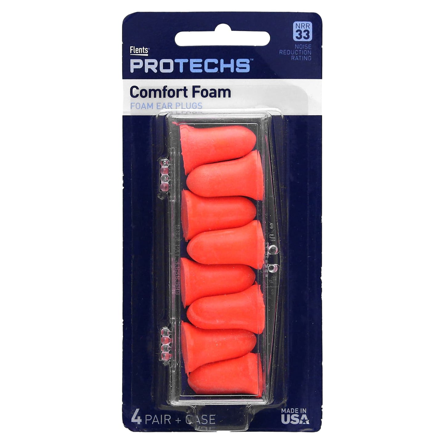 Flents-Protechs-Comfort Foam-Foam Ear Plugs-4 Pairs + Case