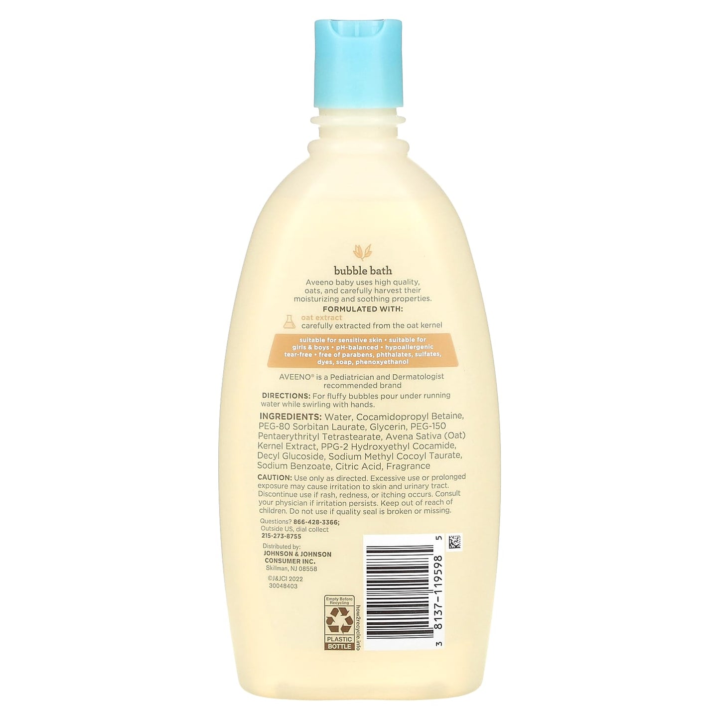 Aveeno, Baby, Bubble Bath with Oat Extract , 19.2 fl oz (568 ml)