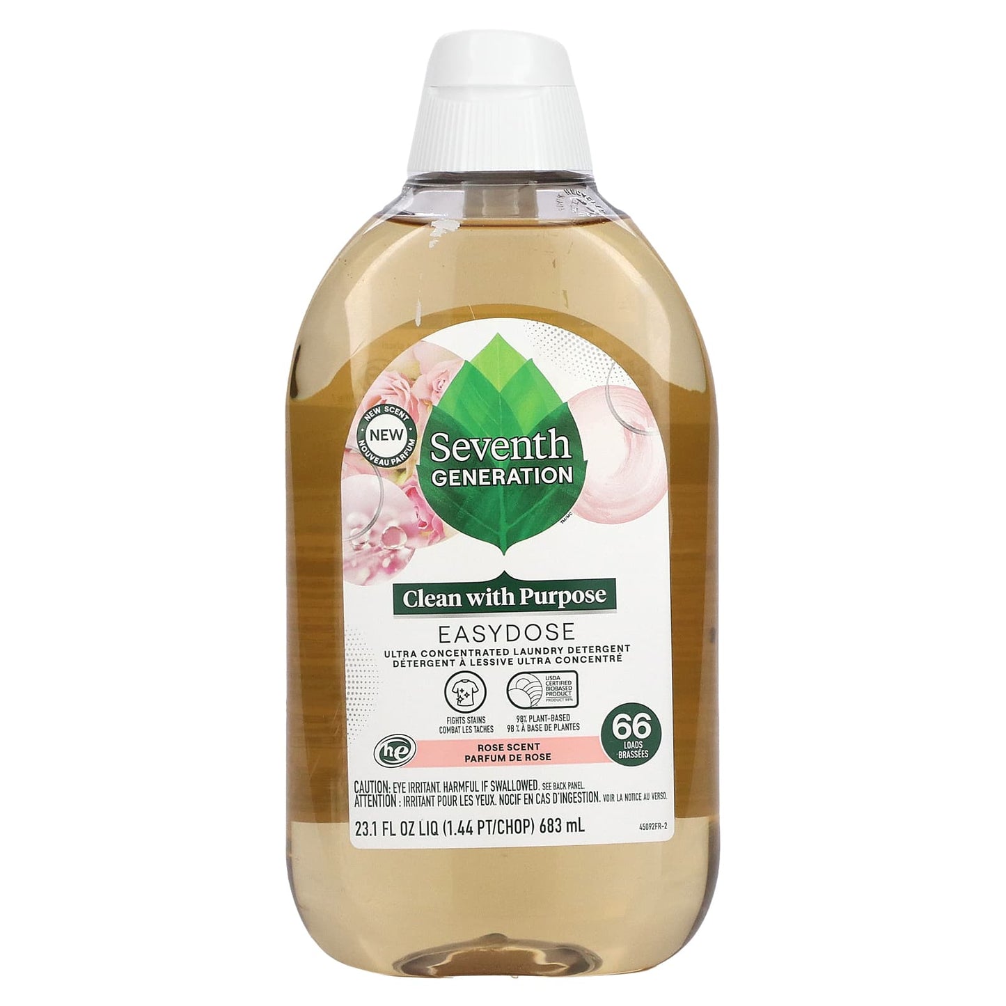 Seventh Generation-Easydose-Ultra Concentrated Laundry Detergent-Rose Scent-66 Loads-23.1 fl oz (683 ml)