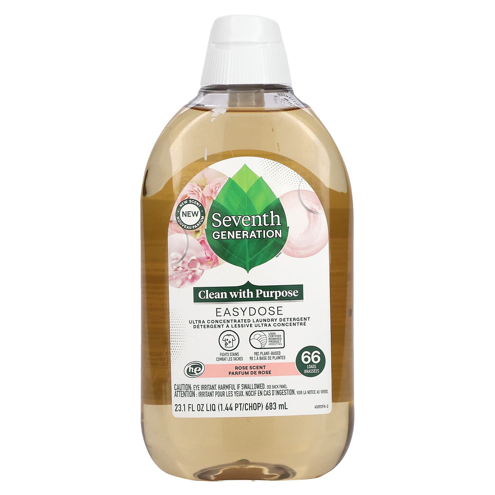 Seventh Generation-Easydose-Ultra Concentrated Laundry Detergent-Rose Scent-66 Loads-23.1 fl oz (683 ml)