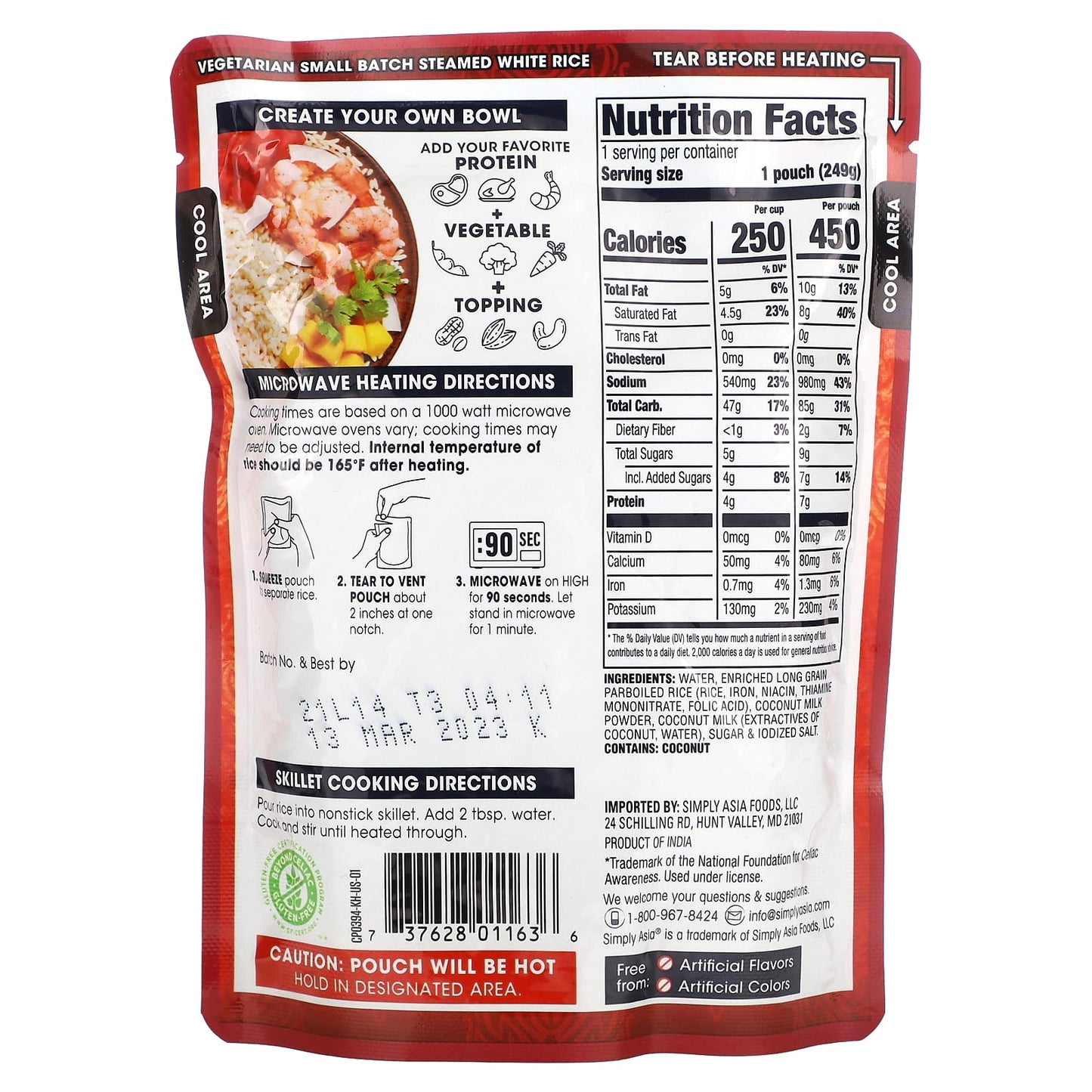 Thai Kitchen, Ready To Heat, Coconut Rice, 8.8 oz (249 g)