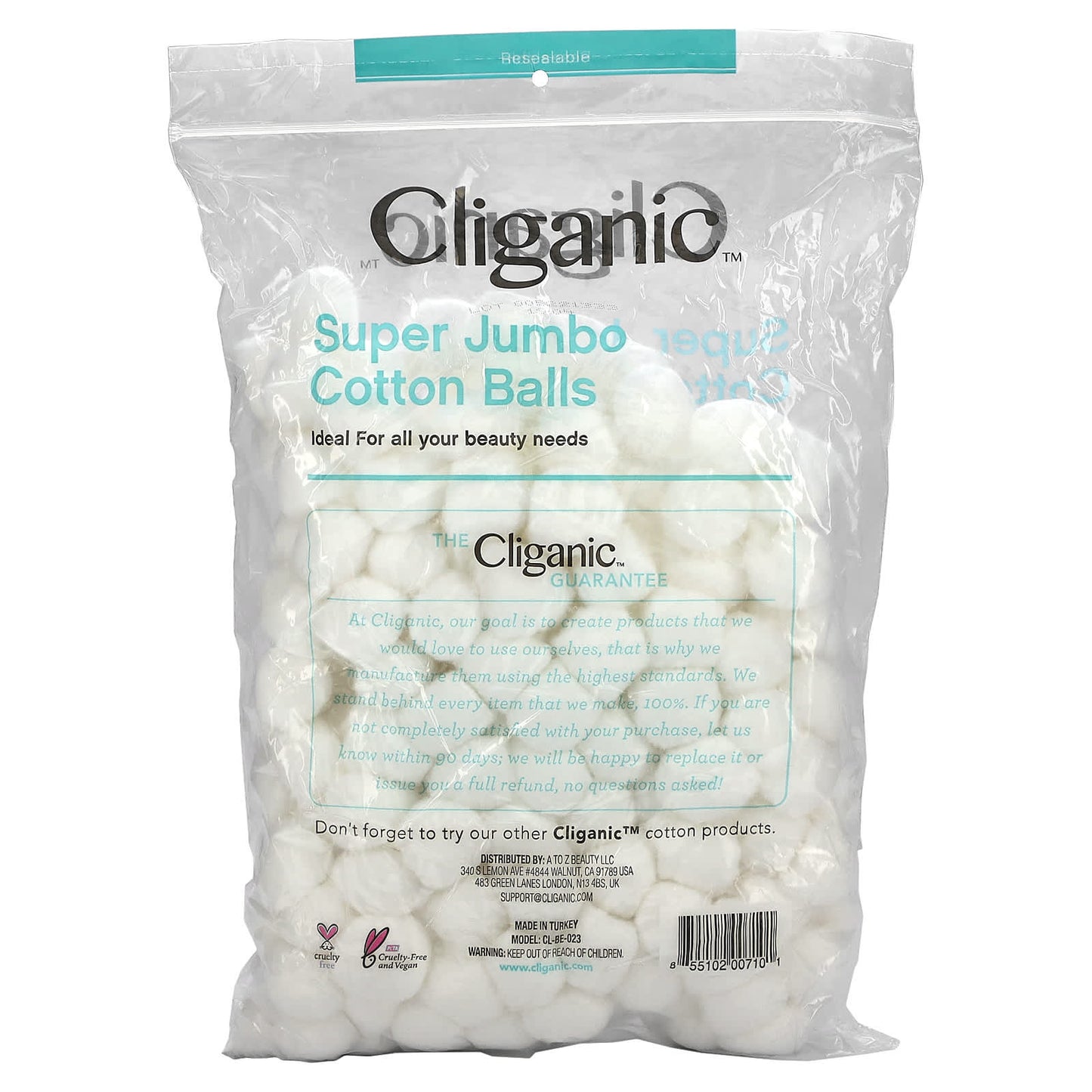 Cliganic, Super Jumbo Cotton Balls, 200 Count