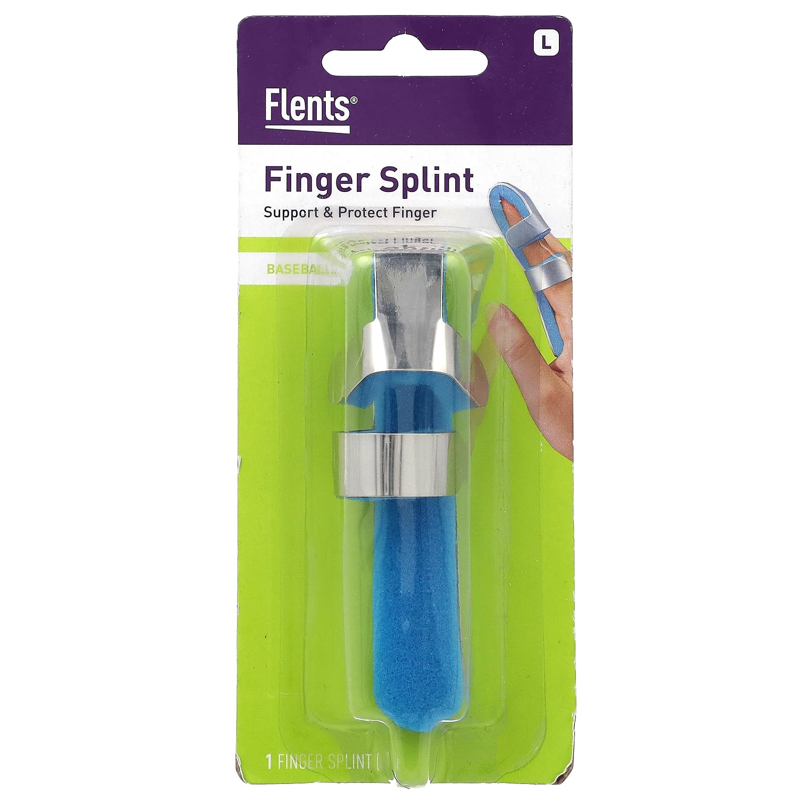 Flents-Baseball Finger Splint-Large -1 Count