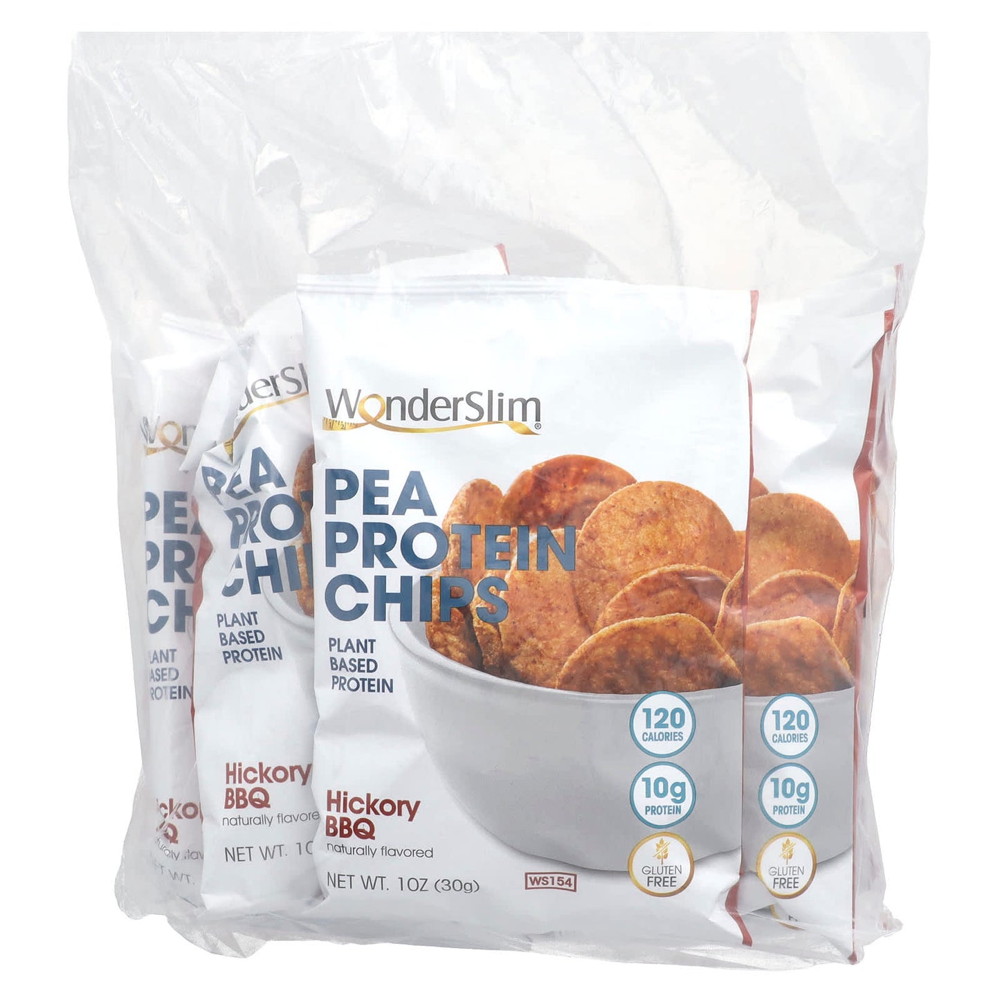 WonderSlim, Pea Protein Chips, Hickory BBQ, 6 Bags, 1 oz (30 g) Each