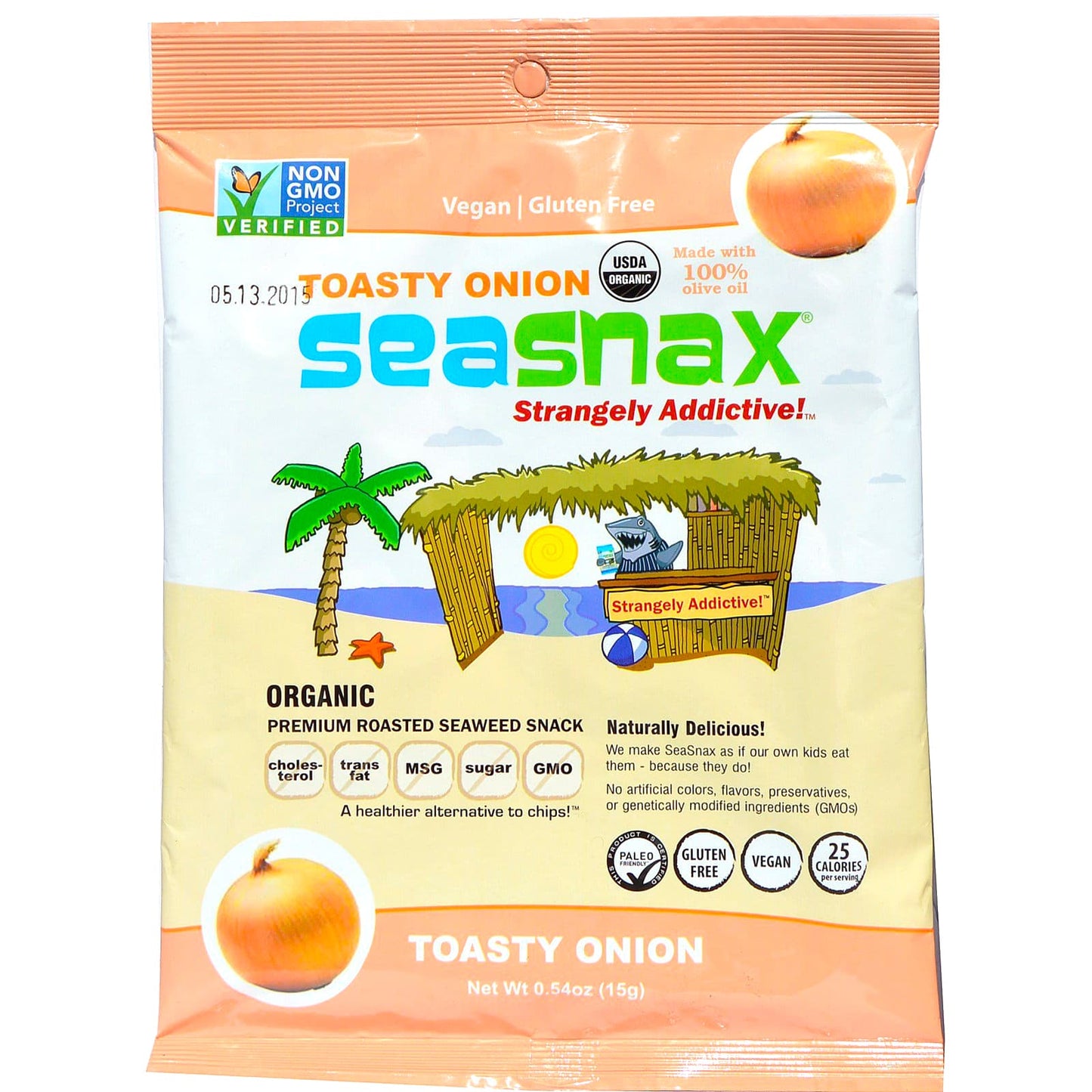 SeaSnax-Organic Premium Roasted Seaweed Snack-Toasty Onion-0.54 oz (15 g)