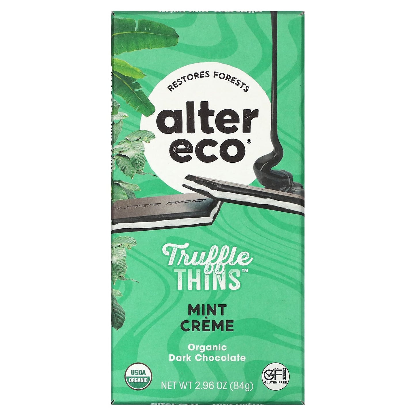 Alter Eco-Truffle Thins-Organic Dark Chocolate Bar-Mint Creme-2.96 oz (84 g)