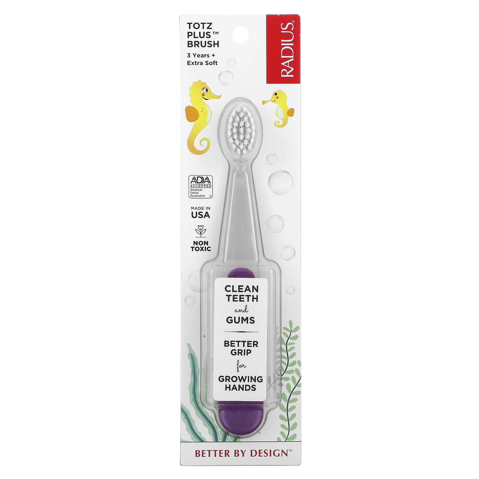 RADIUS-Totz Plus Brush-3 Years +-Extra Soft-Gray Purple-1 Toothbrush