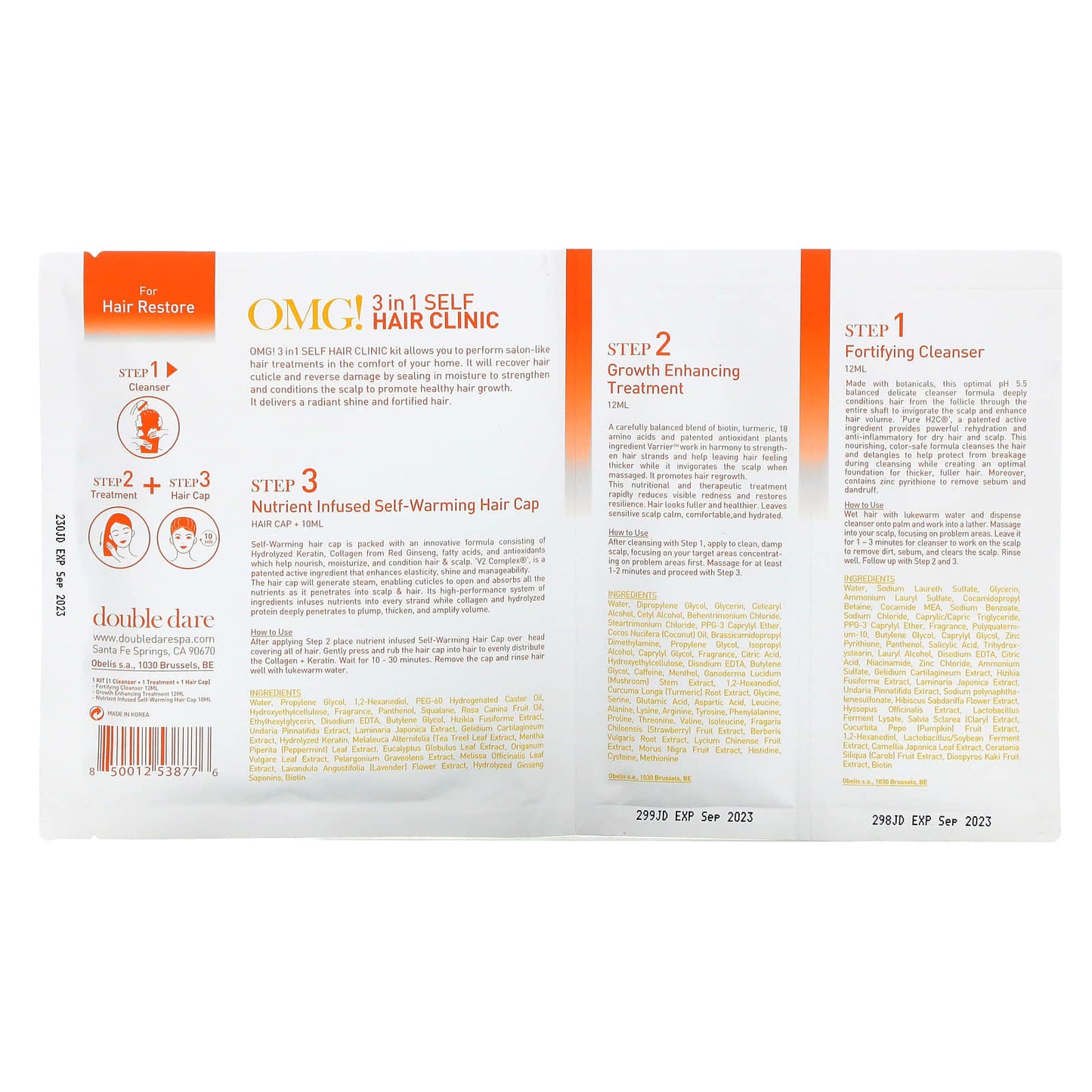 Double Dare, OMG! 3-in-1 Self Hair Clinic, For Hair Restore, 3 Step Kit