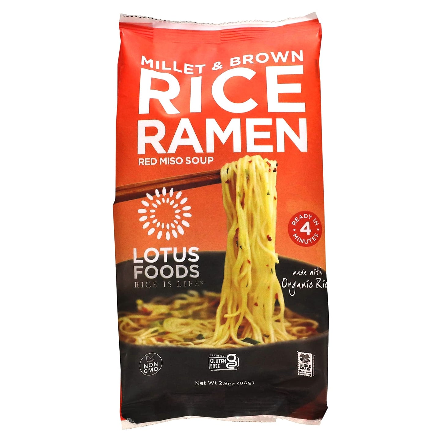 Lotus Foods-Millet & Brown Rice Ramen-Red Miso Soup-2.8 oz (80 g)