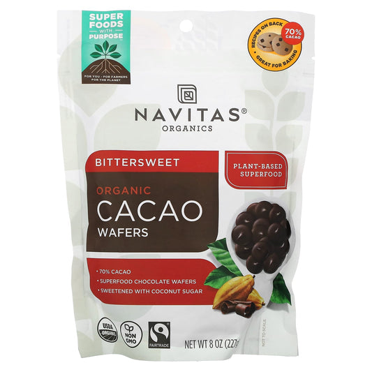 Navitas Organics-Organic Cacao Wafers-Bittersweet-8 oz (227 g)