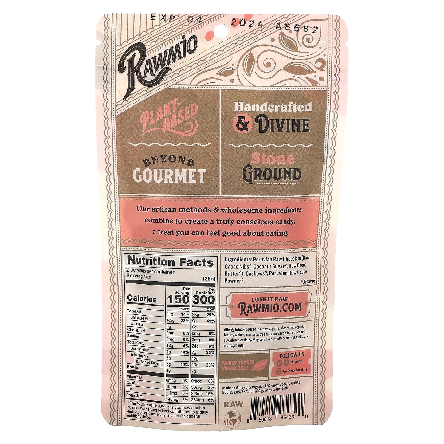 Rawmio, Chocolate Covered Cashews, 70% Dark Raw Chocolate, 2 oz (56.7 g)