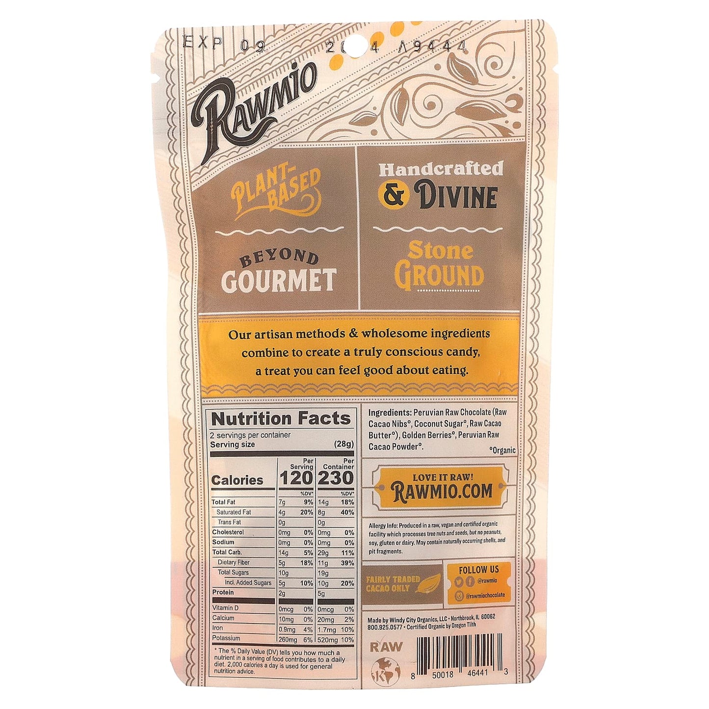 Rawmio, Chocolate Covered Golden Berries, 70% Dark Raw Chocolate, 2 oz (56.7 g)