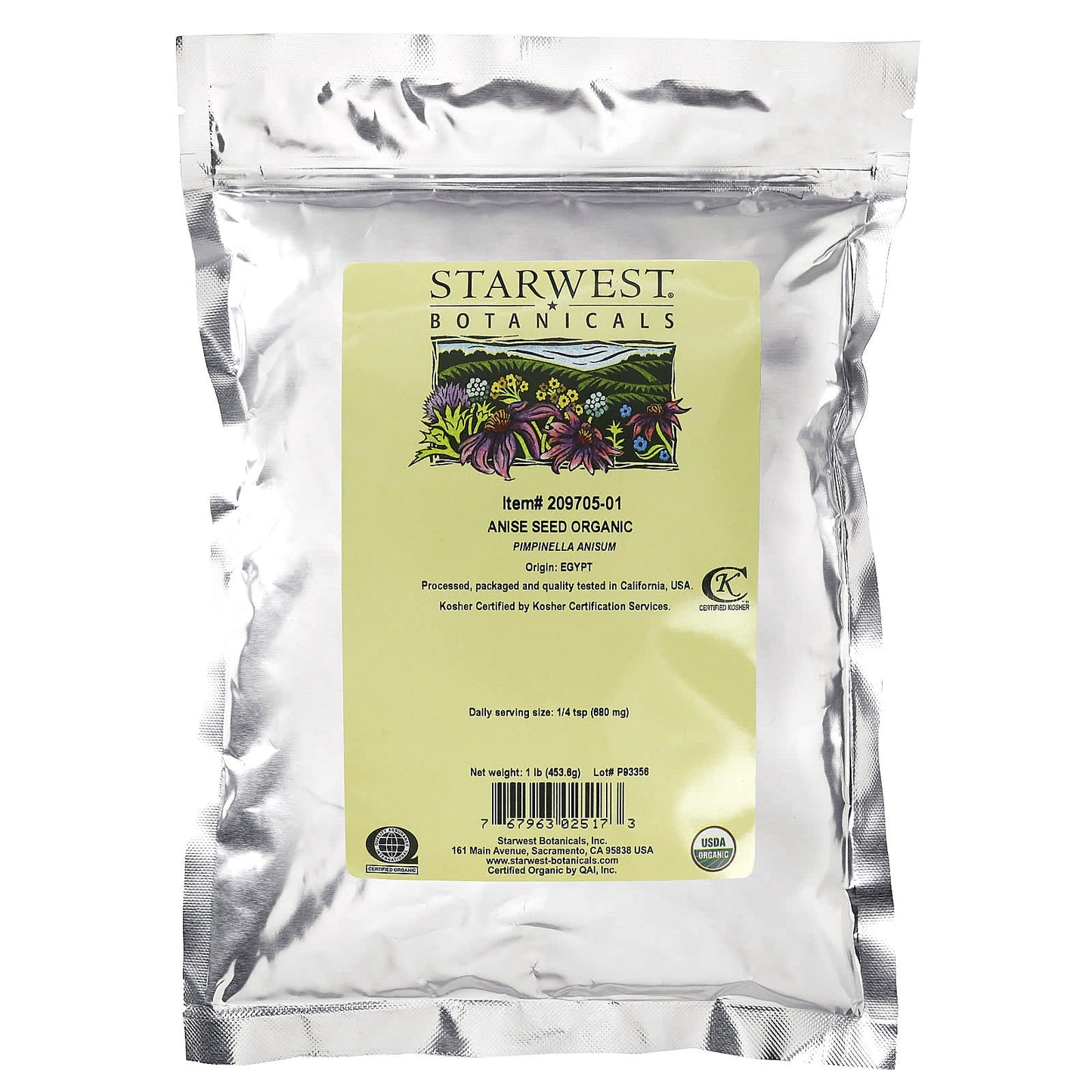 Starwest Botanicals, Organic Anise Seed , 1 lb (453.6 g)