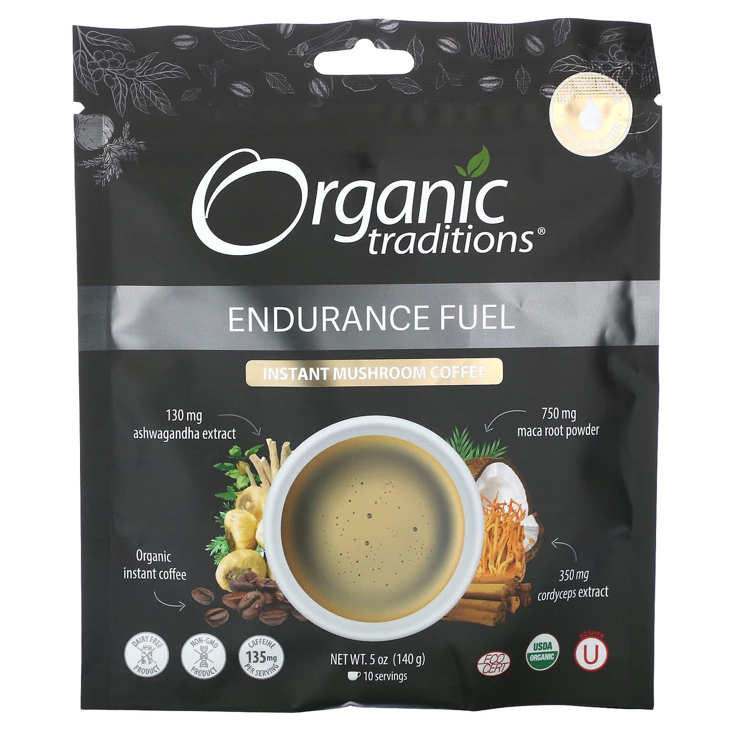 Organic Traditions-Instant Mushroom Coffee-Endurance Fuel-5 oz (140 g)