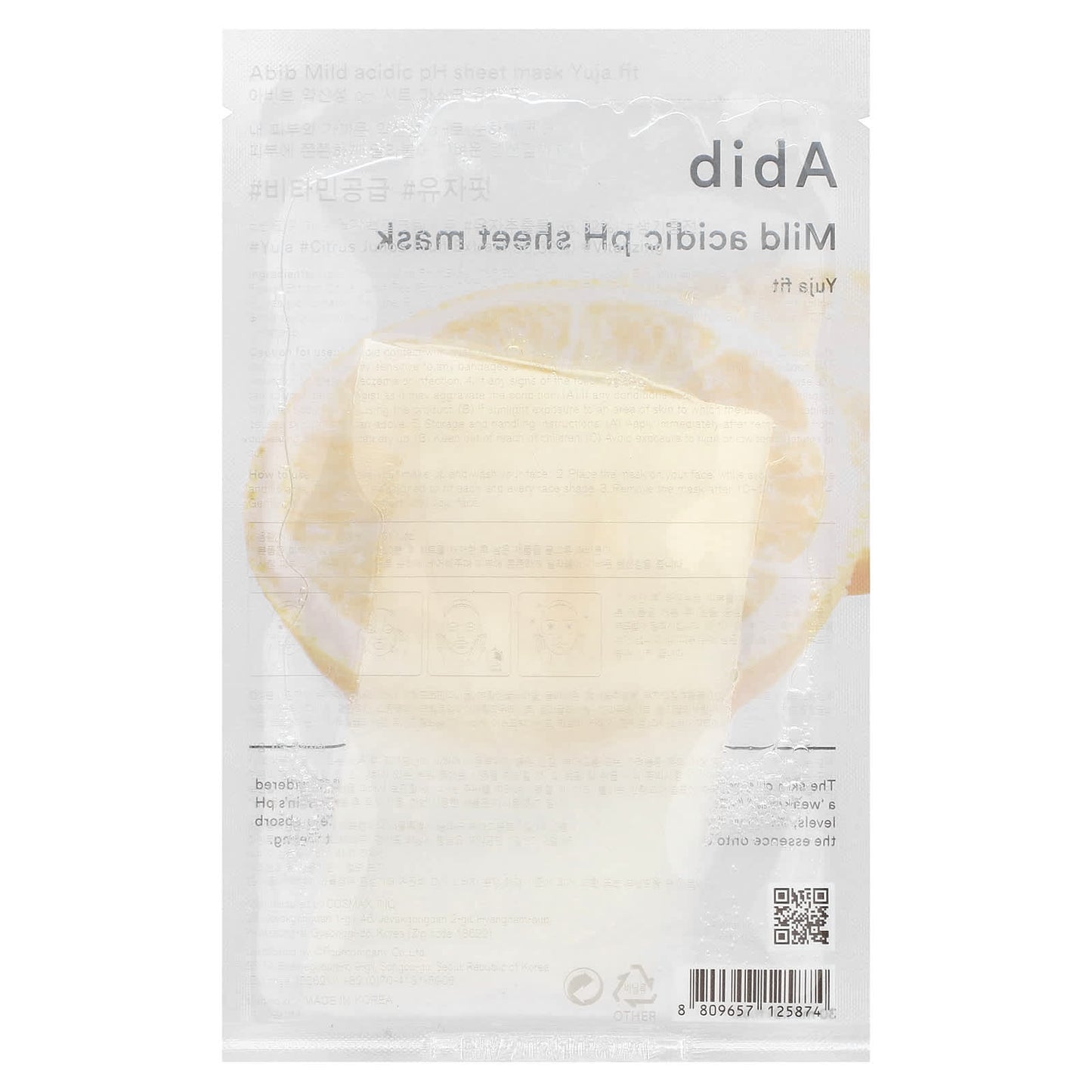 Abib, Mild Acidic pH Beauty Sheet Mask, Yuja Fit, 1 Sheet Mask, 1.01 fl oz (30 ml)