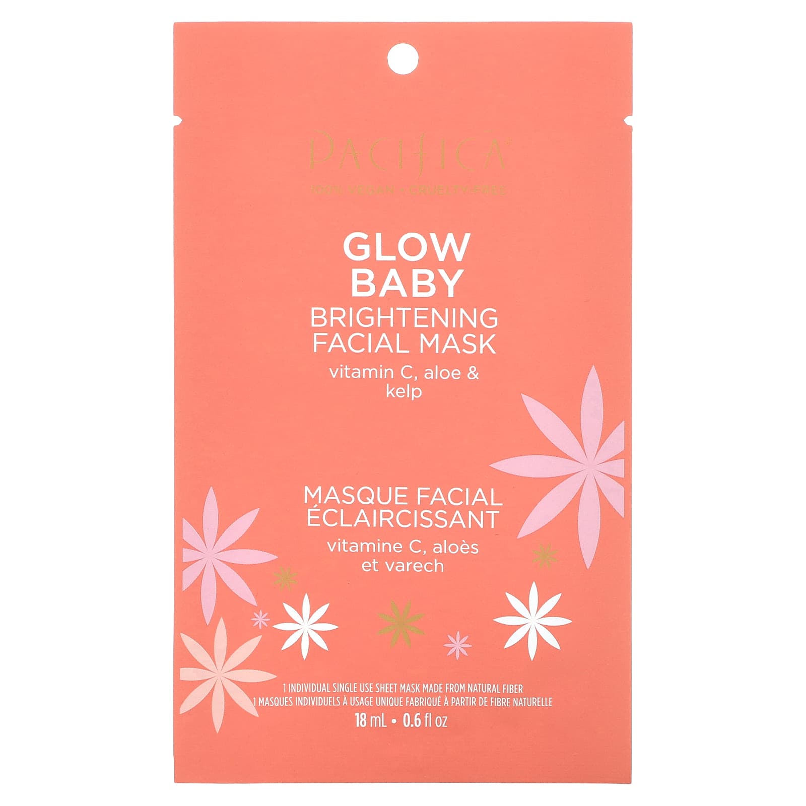 Pacifica-Glow Baby-Brightening Beauty Facial Mask-1 Sheet Mask-0.6 fl oz (18 ml)