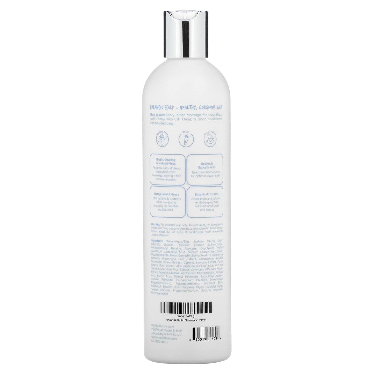 LxH, Hemp & Biotin Shampoo, 12 fl oz (355 ml)