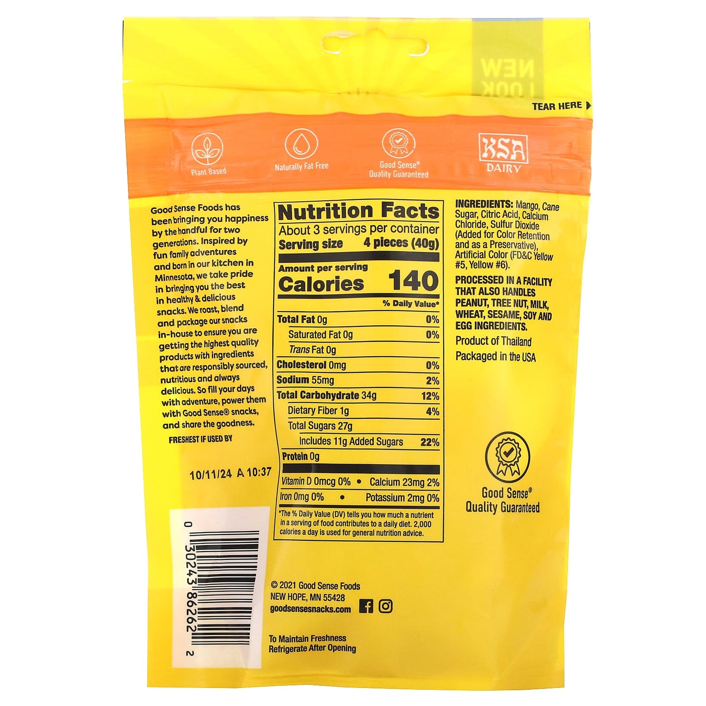 Good Sense, Mango, Dried & Sweetened, 4.5 oz (128 g)