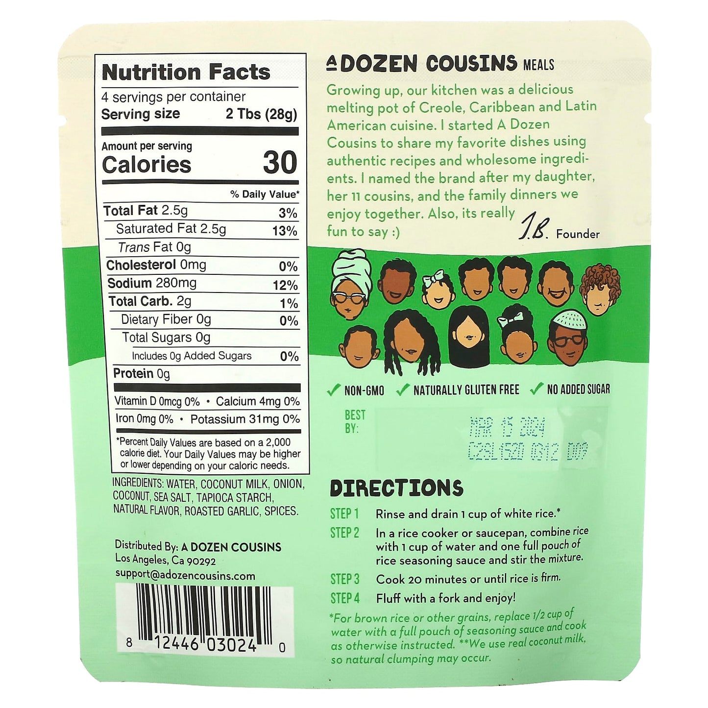 A Dozen Cousins, Caribbean Coconut Rice, Seasoning Sauce, 4 oz (113)