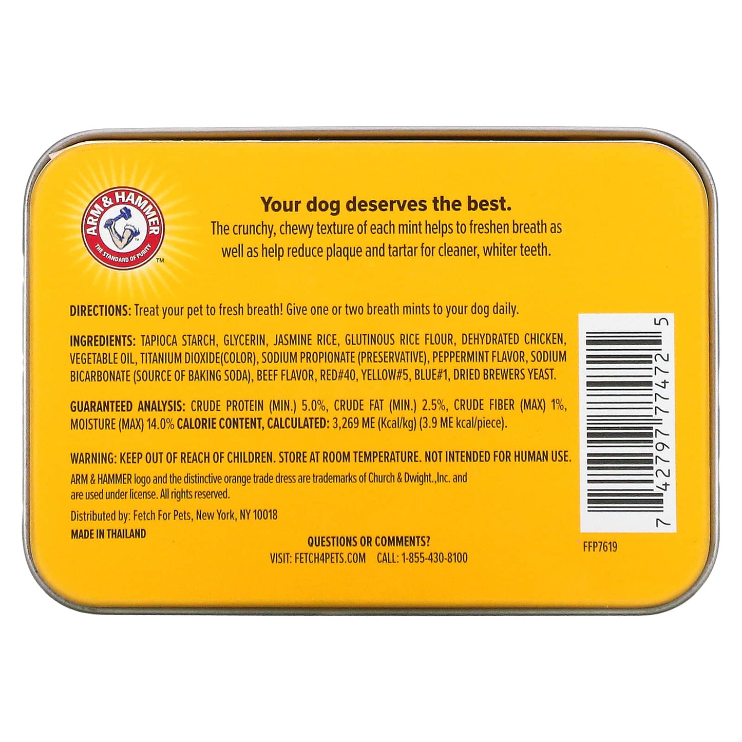 Arm & Hammer, Tartar Control Dental Mints For Dogs, Fresh Mint Scent, Beef, 40 Mints