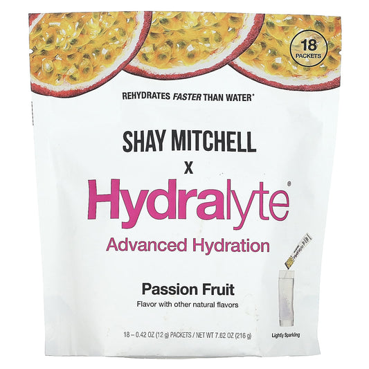 Hydralyte-Shay Mitchell-Advanced Hydration-Passion Fruit-18 Packets-0.42 oz (12 g) Each