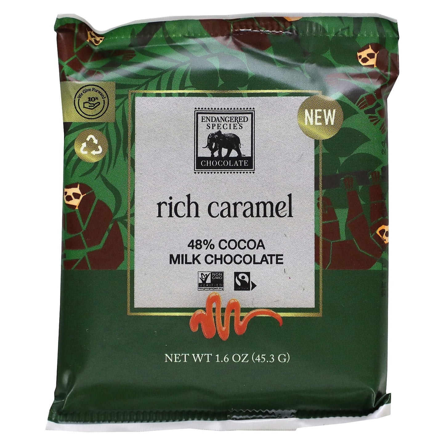 Endangered Species Chocolate-Rich Caramel-48% Cocoa Milk Chocolate -1.6 oz (45.3 g)