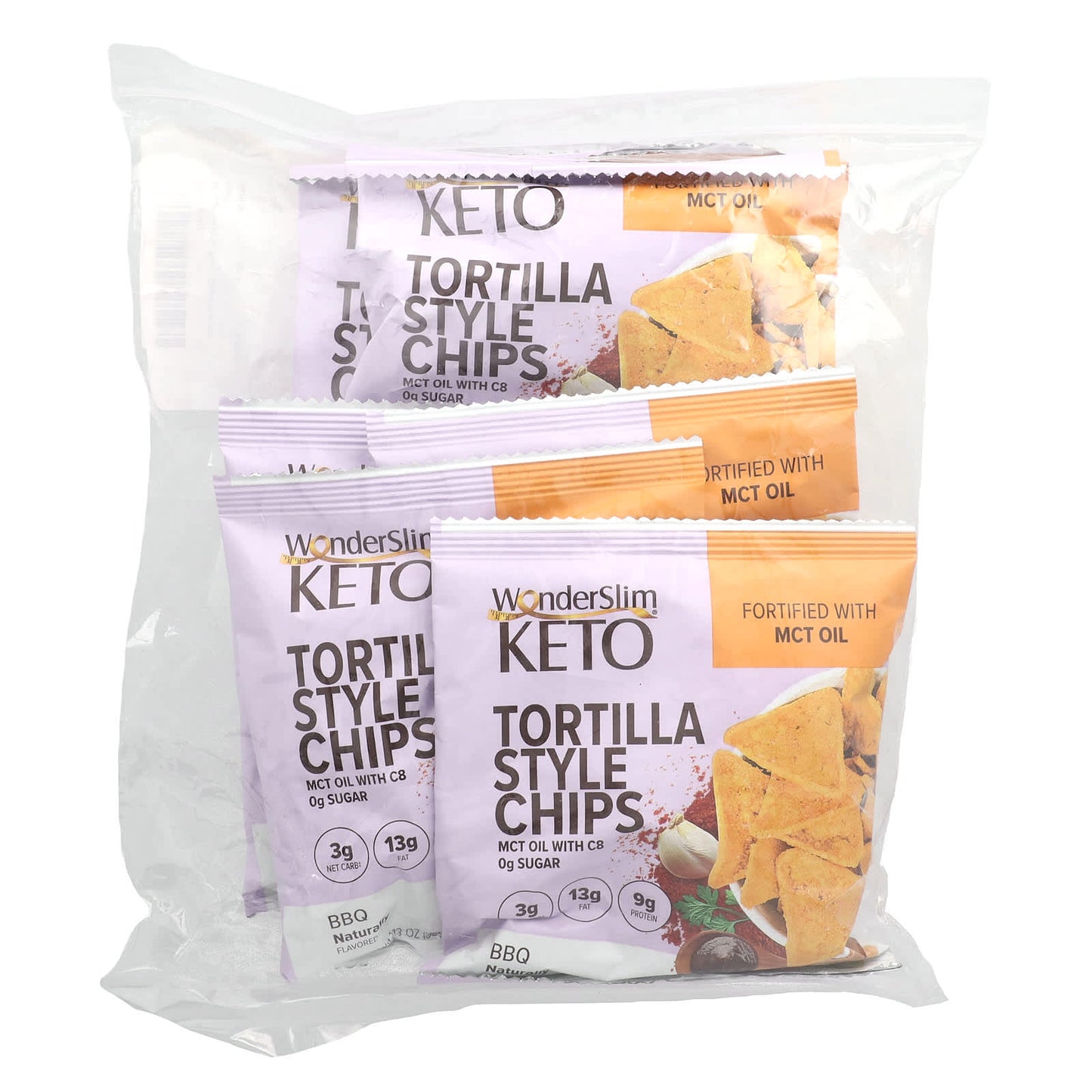 WonderSlim, Keto Tortilla Style Chips, BBQ, 6 Bags, 1.13 oz (32 g) Each