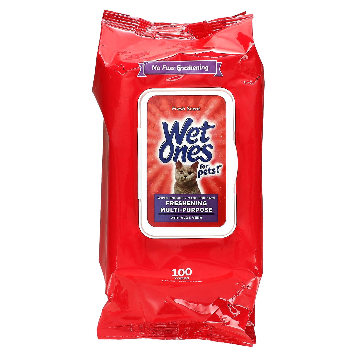 Wet Ones-Freshening Multi-Purpose with Aloe Vera Wipes-For Cats-Fresh Scent-100 Wipes