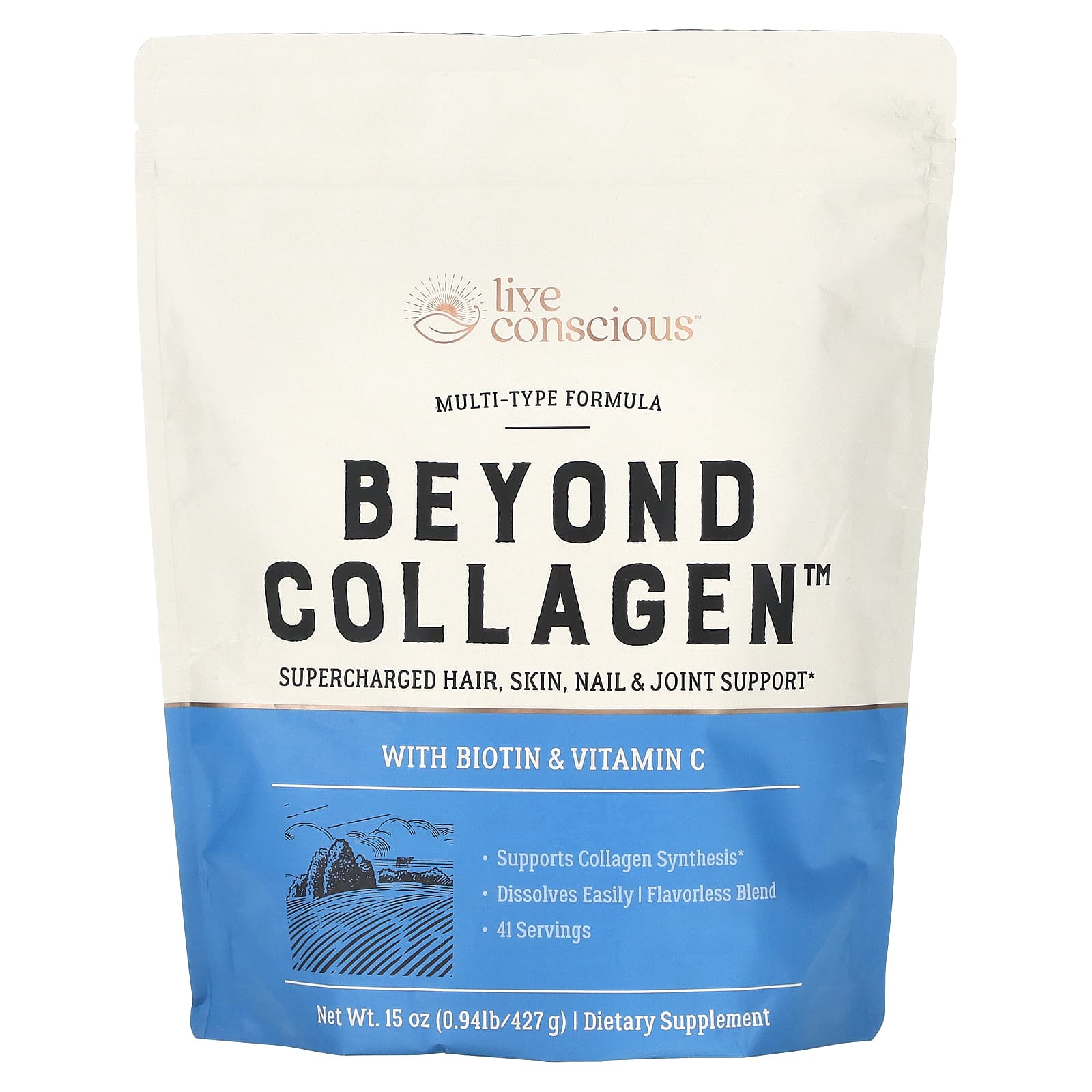 Live Conscious-Beyond Collagen- With Biotin & Vitamin C-15 oz (427 g)