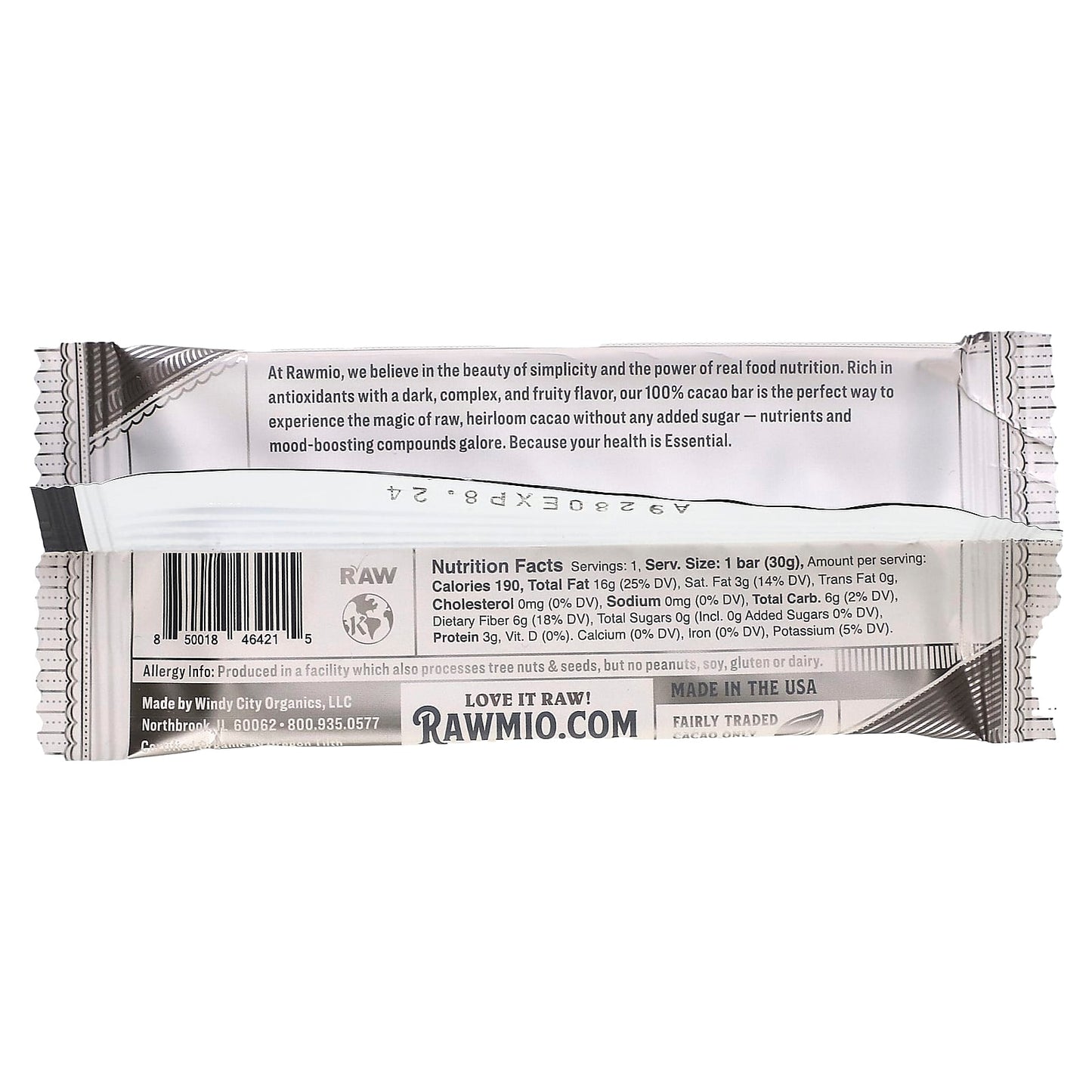 Rawmio, Essential Bar, Organic Raw Chocolate, 100% Cacao, Unsweetened, 1.1 oz (30 g)