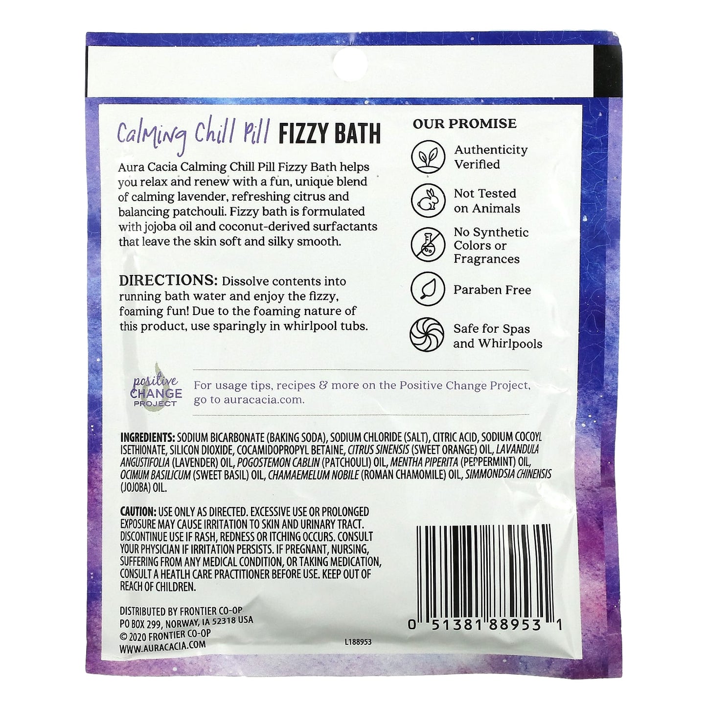 Aura Cacia, Fizzy Bath, Calming Chill Pill, 2.5 oz (70.9 g)