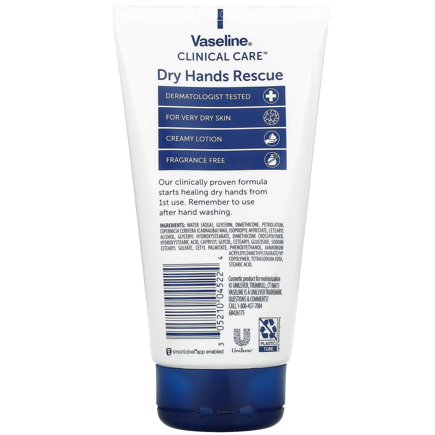 Vaseline, Clinical Care, Dry Hands Rescue, Fragrance Free, 5.1 fl oz (150 ml)