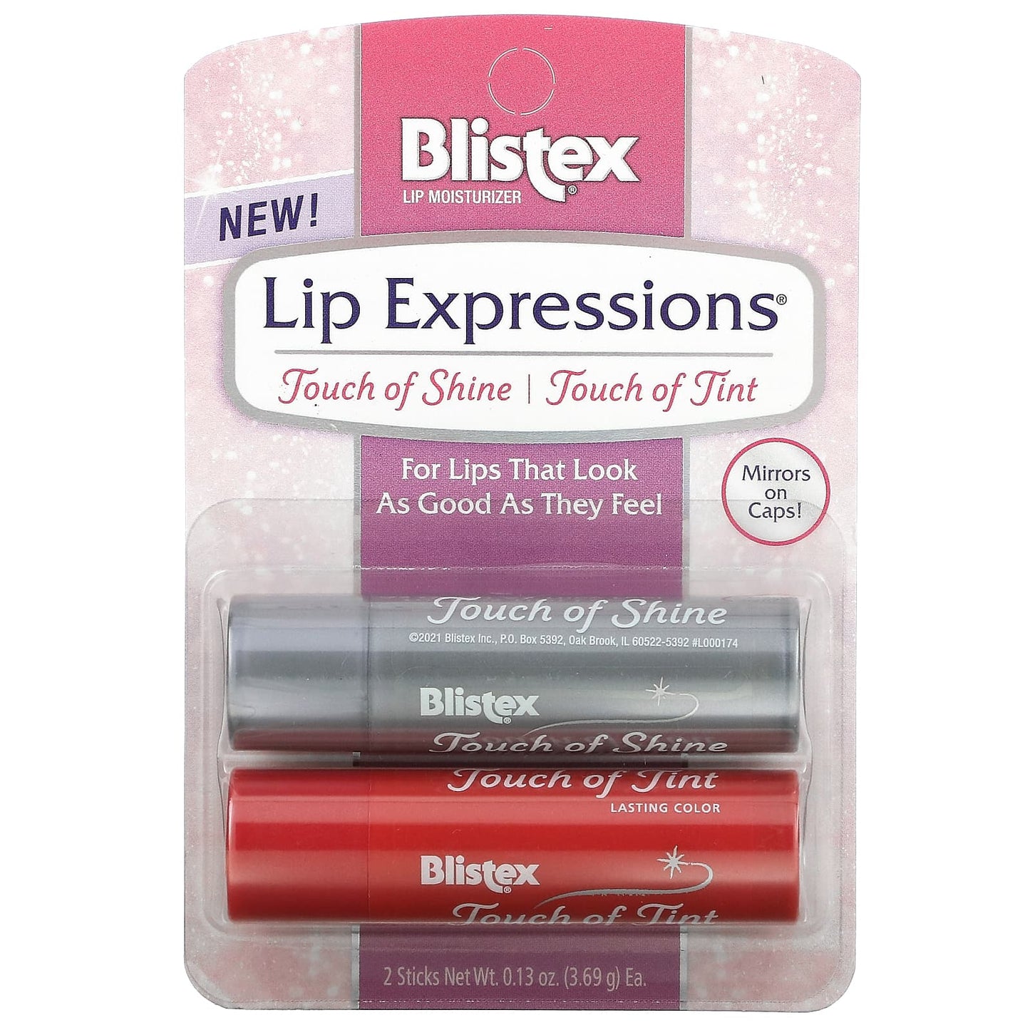 Blistex, Lip Expressions, Lip Moisturizer, Touch of Shine/Tint, 2 Sticks, 0.13 oz (3.69 g) Each