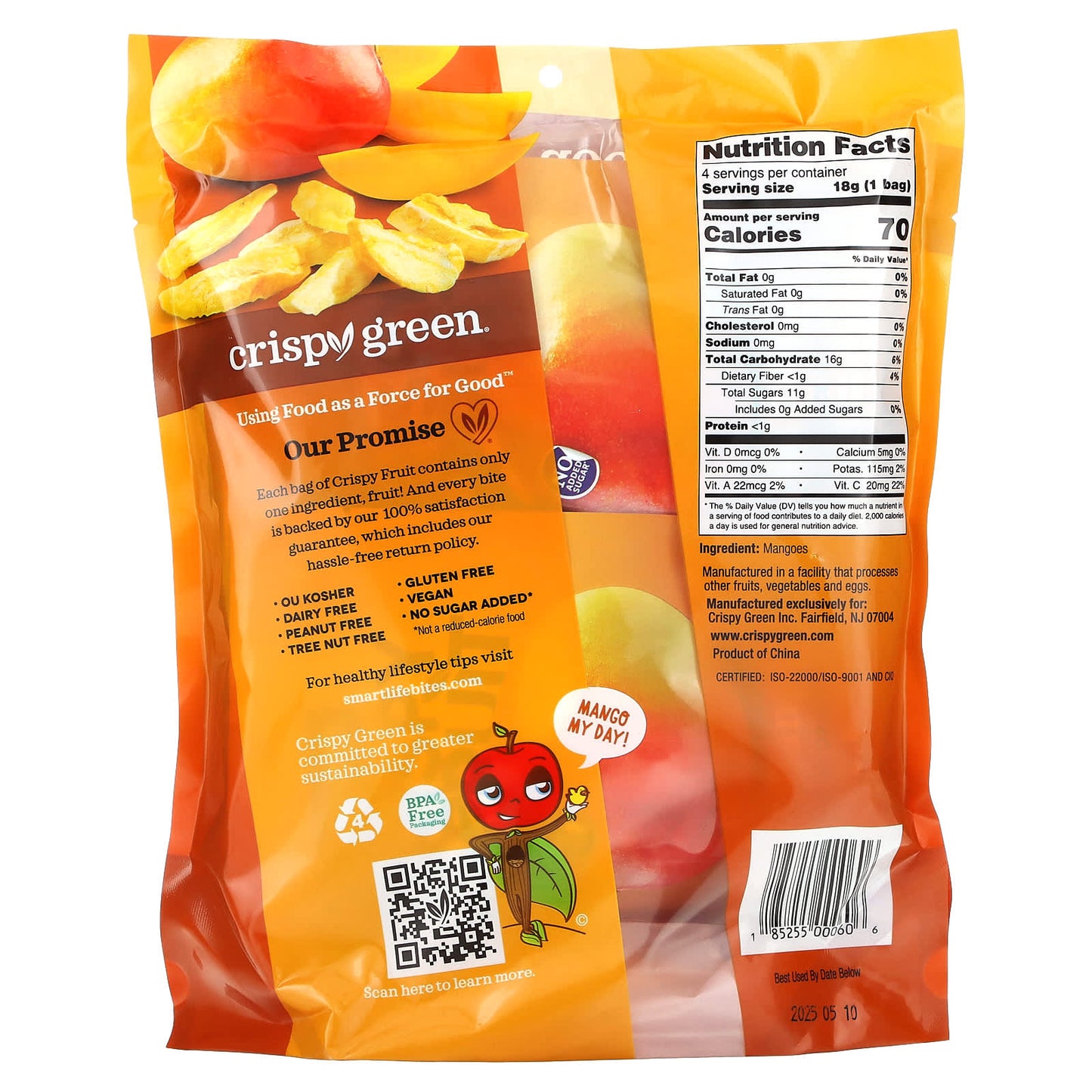 Crispy Green, Crispy Fruit, All Mango, 4 Pack, 0.63 oz (18 g) Each