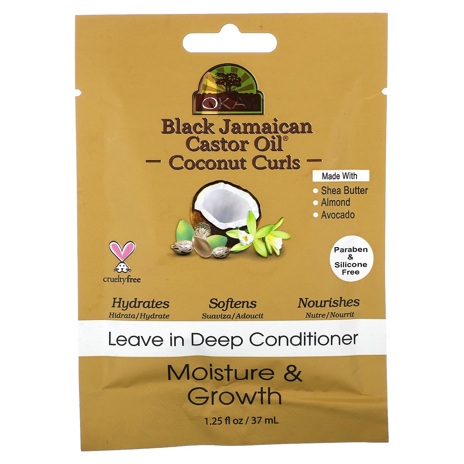 Okay Pure Naturals-Black Jamaican Castor Oil-Coconut Curls-Leave in Deep Conditioner-1.25 fl oz (37 ml)