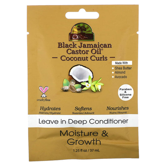 Okay Pure Naturals-Black Jamaican Castor Oil-Coconut Curls-Leave in Deep Conditioner-1.25 fl oz (37 ml)