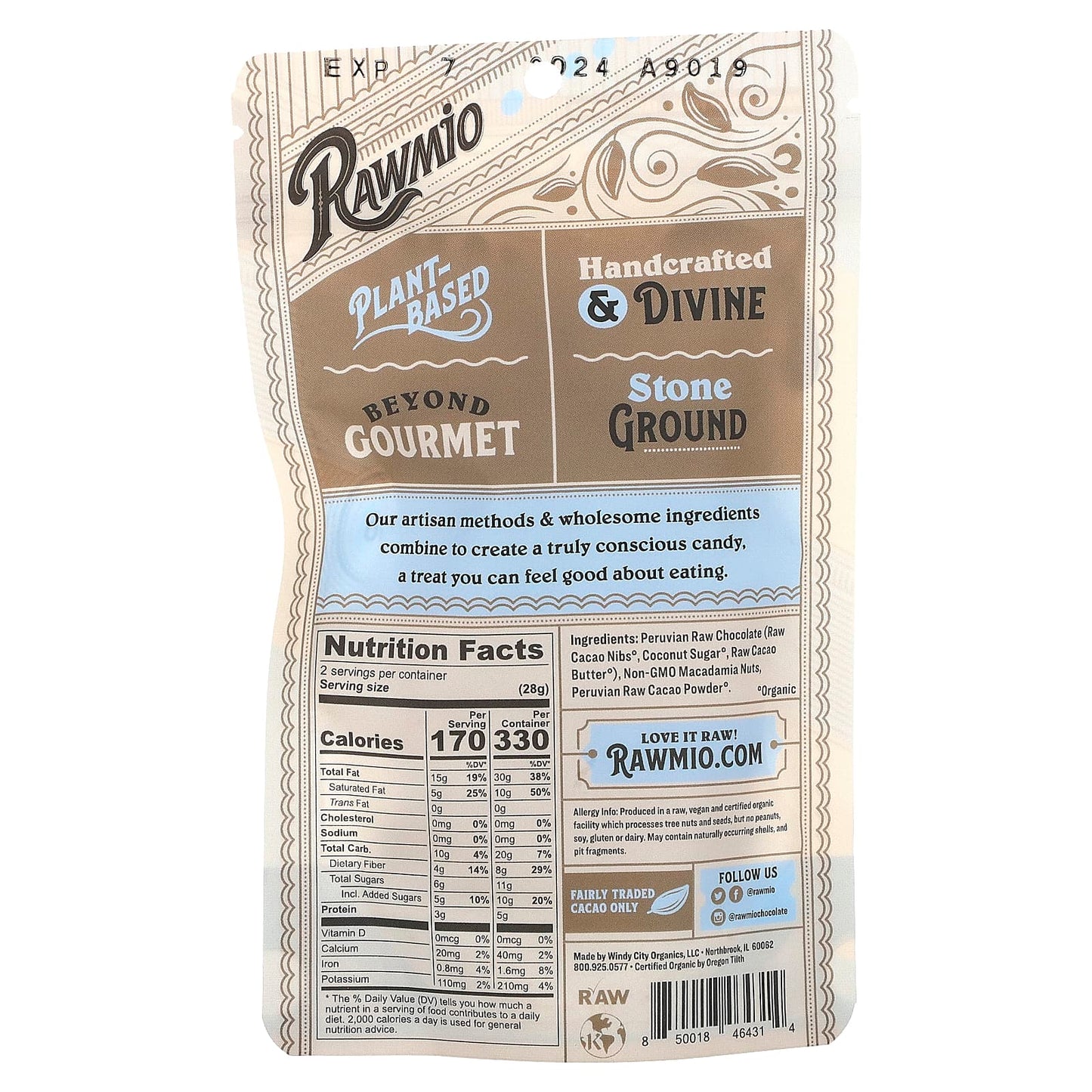 Rawmio, Chocolate Covered Macadamia Nuts, 70% Dark Raw Chocolate, 2 oz (56.7 g)