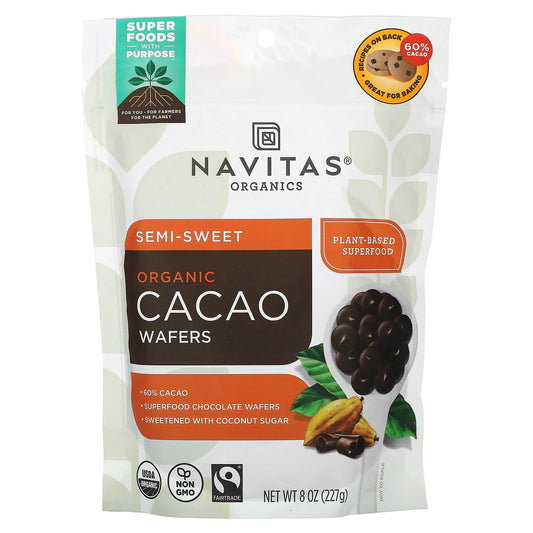 Navitas Organics-Organic Cacao Wafers-Semi-Sweet -8 oz (227 g)