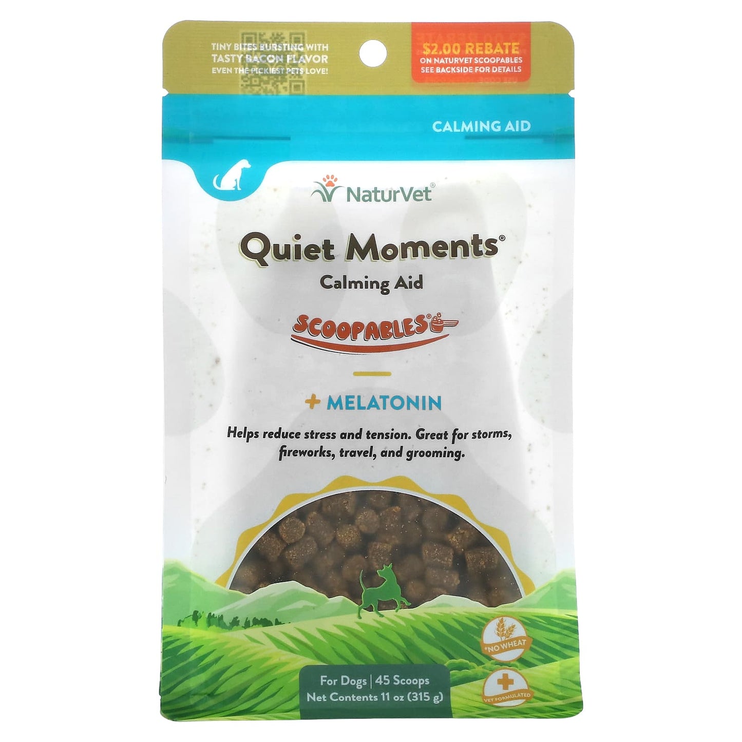 NaturVet-Scoopables-Quiet Moments Calming Aid + Melatonin-For Dogs-Bacon-11 oz (315 g)