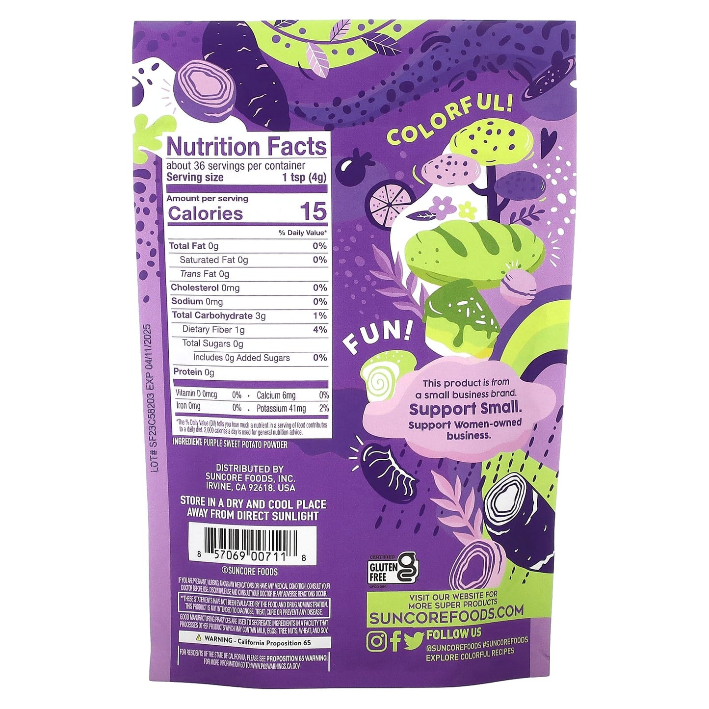 Suncore Foods, Purple Sweet Potato, Supercolor Powder, 5 oz (142 g)