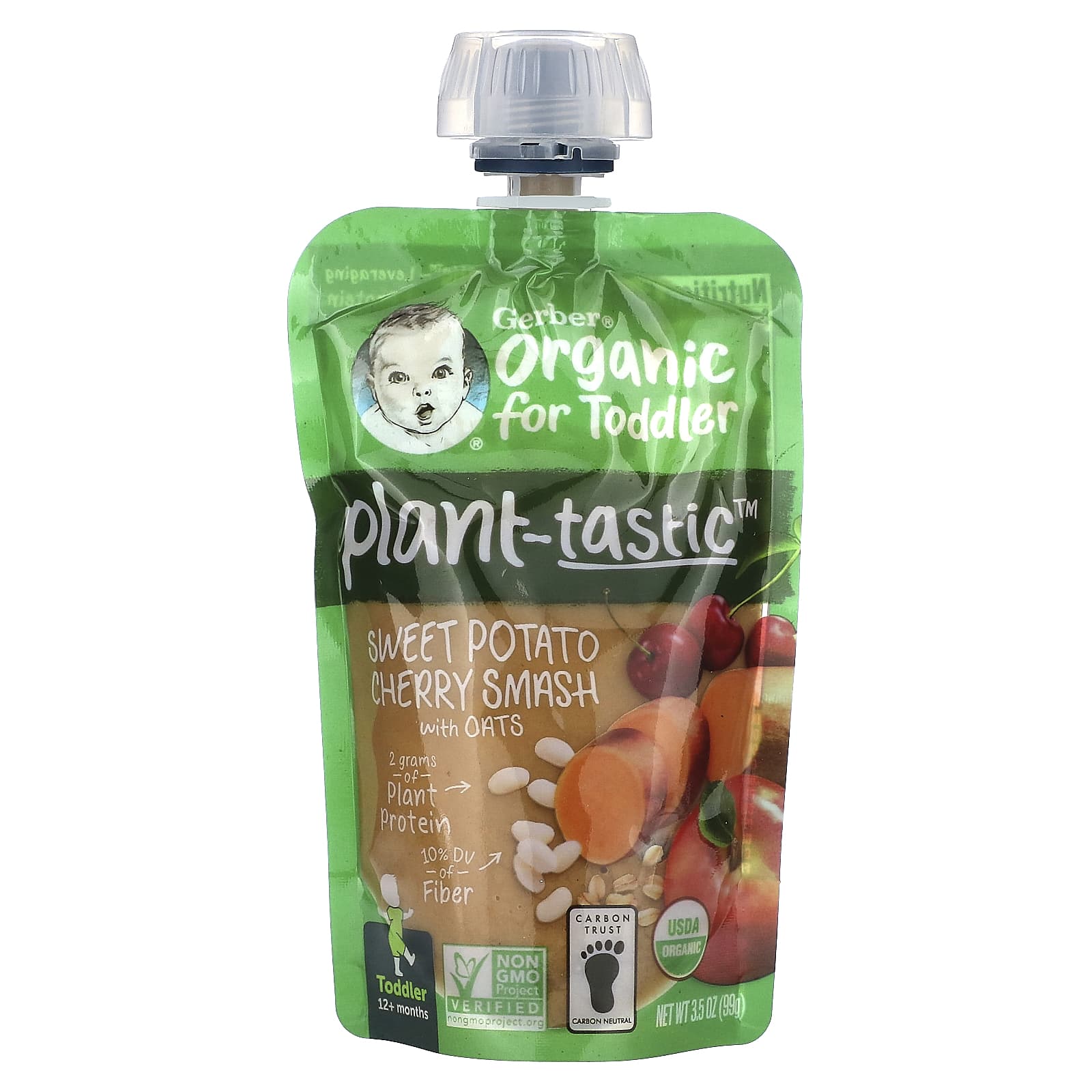 Gerber-Organic For Toddler-Plant-tastic-12+ Months-Sweet Potato Cherry Smash With Oats-3.5 oz (99 g)