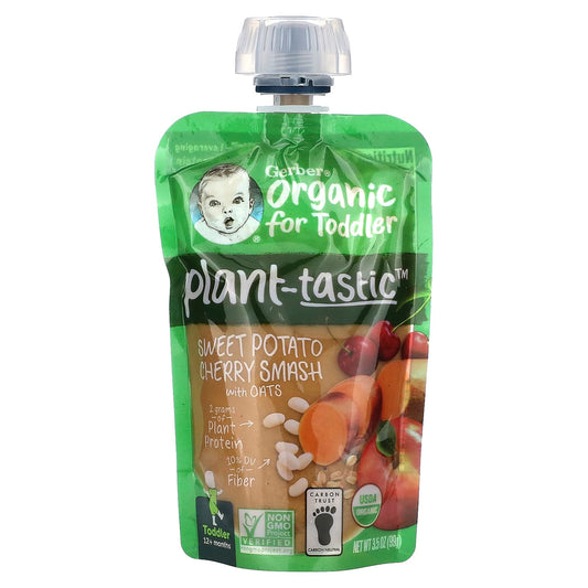 Gerber-Organic For Toddler-Plant-tastic-12+ Months-Sweet Potato Cherry Smash With Oats-3.5 oz (99 g)