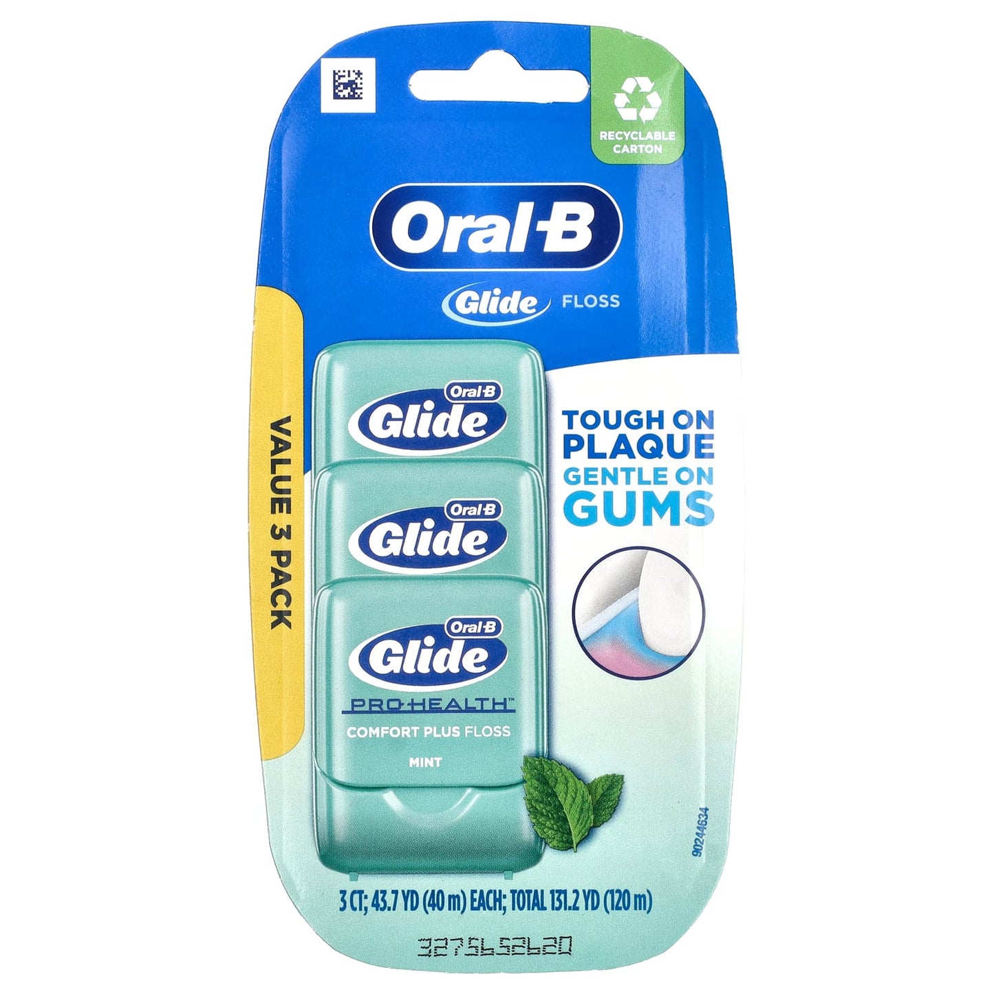 Oral-B-Glide-Pro-Health-Comfort Plus Floss-Mint-3 Pack-43.7 yd (40 m) Each