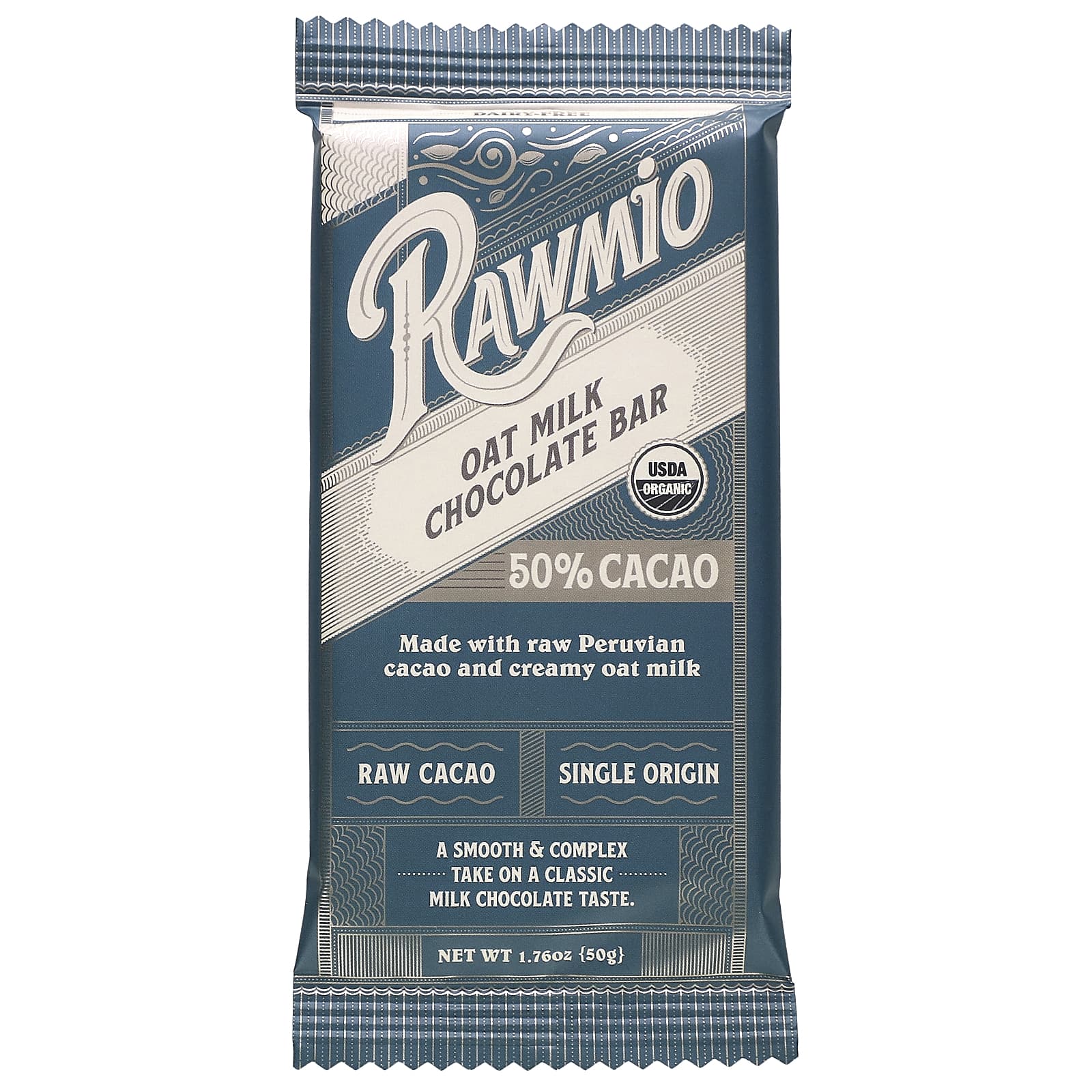 Rawmio-Oat Milk Chocolate Bar-50% Cacao-1.76 oz (50 g)