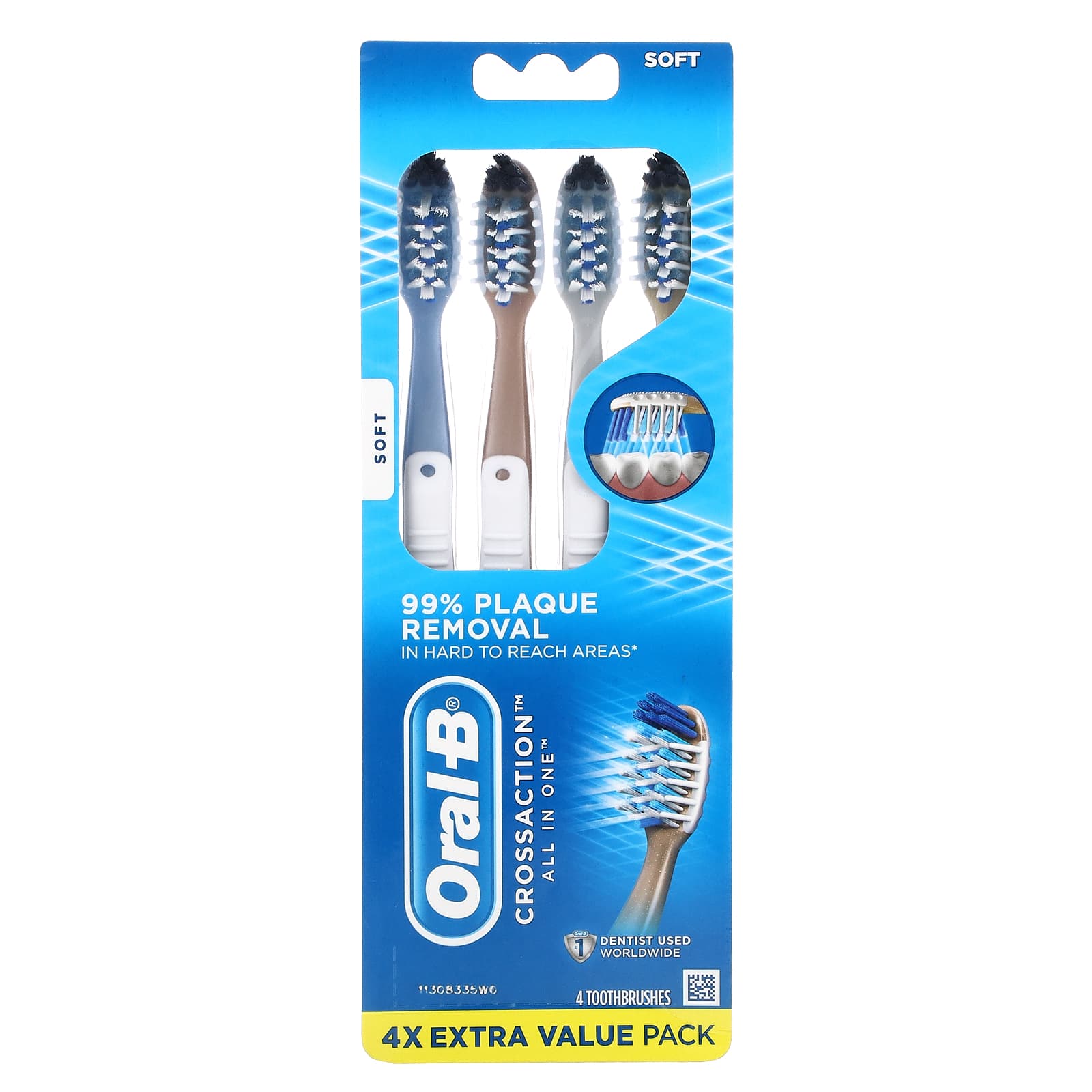 Oral-B-CrossAction All In One Toothbrush-Soft- 4 Toothbrushes