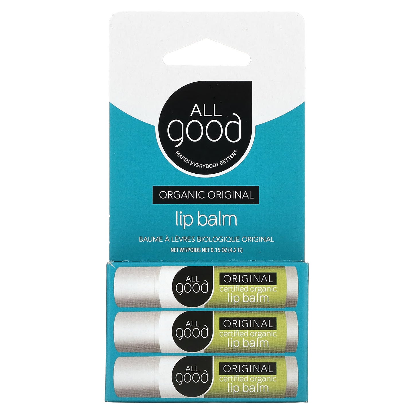 All Good Products, Organic Lip Balm, Original, 3 Pack, 0.15 oz (4.2 g) Each