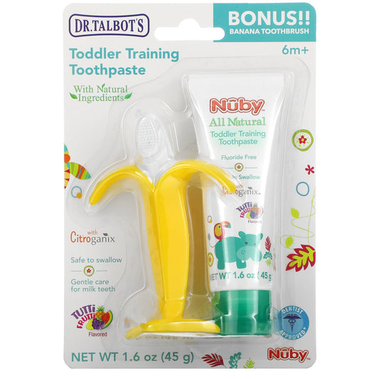 Dr. Talbot's-Toddler Training Toothpaste with Banana Toothbrush-6 m+-Tutti Frutti-2 Piece Set