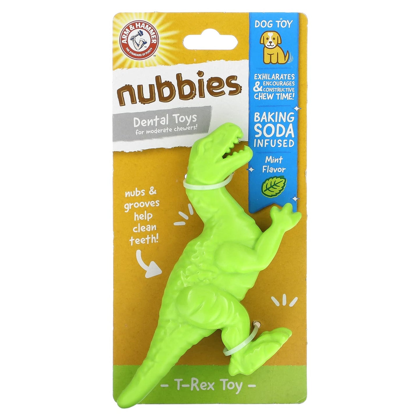 Arm & Hammer-Nubbies-Dental Toys for Moderate Chewers-T-Rex-Mint-1 Toy