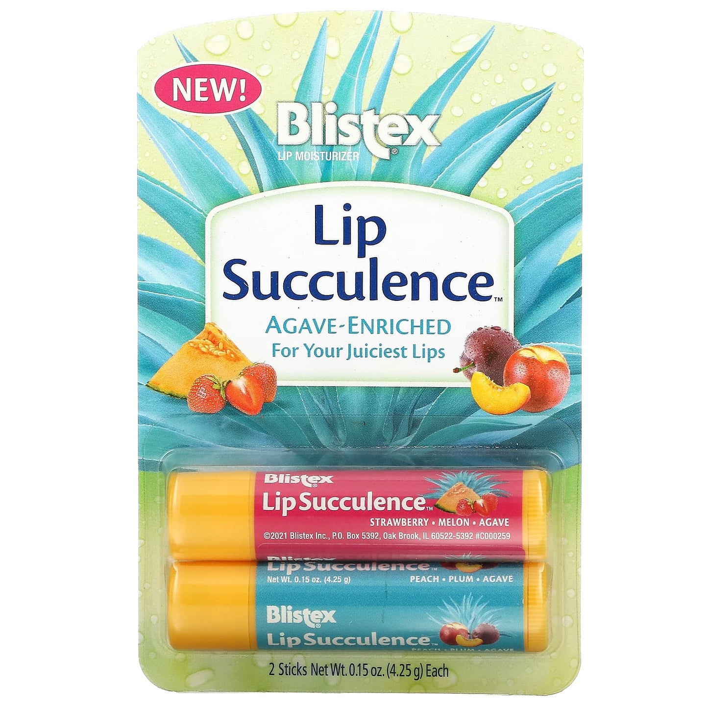 Blistex, Lip Succulence, Tropical, 2 Pack, 0.15 oz (4.25 g) Each